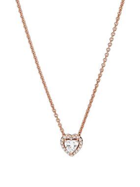 Pandora Sparkling Heart Collier Necklace in Rose Gold Women's Heart Necklace